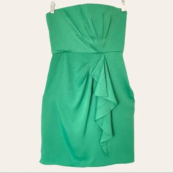 BCBGMaxAzria | Dresses | Bcbg Maxazria Strapless Silk Green Dress Womens  Size 4 | Poshmark